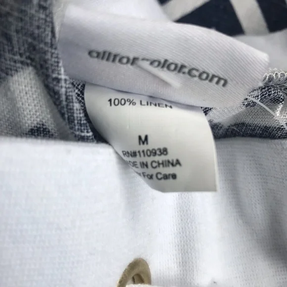 NWT All For Color Nautical Tide Linen Beach Pants M - Picture 5 of 7